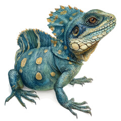 Basilisk, watercolor painting, vector illustration, isolated on a white background.