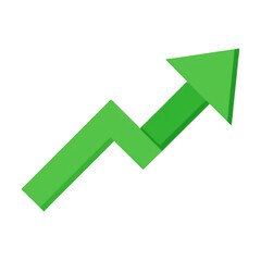 Green arrow showing upward trend isolated on transparent background
