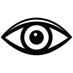 Black silhouette of a human eye with pupil and iris detail vision