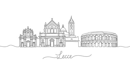 Fototapeta premium Lecce Skyline Line Art with Italy.