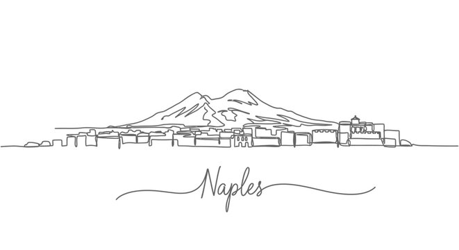 Naples Skyline with Italy, Mount Vesuvius, and Cityscape.