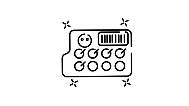 animation of Loyalty card member habits tracked with checks and circles on a goal oriented chart.