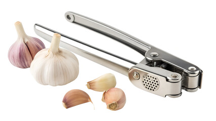 garlic press on a white background