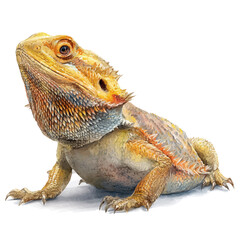Watercolor vector illustration of Bearded Dragon, isolated on white background.