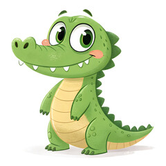 Fototapeta premium Cute cartoon baby alligator with big eyes and a friendly smile