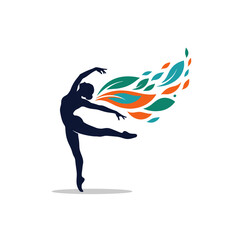 Artistic silhouette of a dancer expressing freedom and creativity with colorful nature-inspired elements