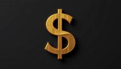 Golden textured dollar symbol casts shadow on a dark textured background