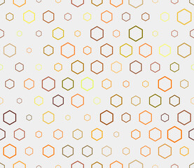 Tileable hexagon pattern. Multicolored geometric elements of varied size. Hexagon stacked mosaic background. Hexagonal shapes. Tileable pattern. Seamless vector illustration.