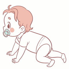 Baby crawling with pacifier infant toddler