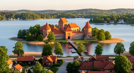 Trakai Castle, Lithuania, Scenic Landscape View