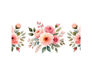 Beautiful Watercolor Rose Bouquet Border Design for Decorations and Crafts