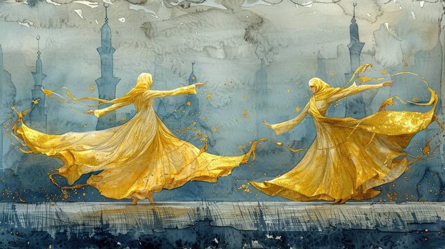 Painted Motion Whirling Dervish in Expressive Art Form