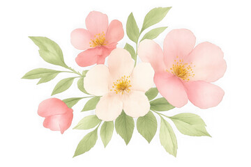Obraz premium Soft pink and cream watercolor floral arrangement isolated on transparent background