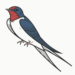Beautiful Bird Vector Illustration in Minimal Art Style