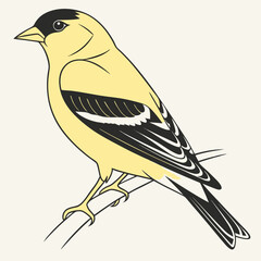 Beautiful Bird Vector Illustration in Minimal Art Style