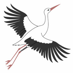 Beautiful Bird Vector Illustration in Minimal Art Style