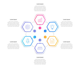 Modern Vector infographic label design with circle infographic template design and 6 options or steps. Can be used for process diagram, presentations, workflow layout, banner, flow chart, info graph.