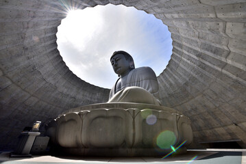 The Hill Of the Buddha and Moai statues is the most famous landmark in Sapporo, Hokkaido, Japan
