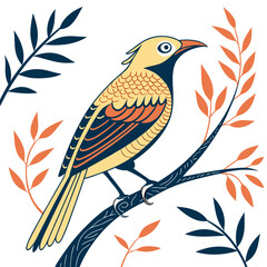 Naklejka premium Beautiful Bird Vector Illustration in Minimal Art Style