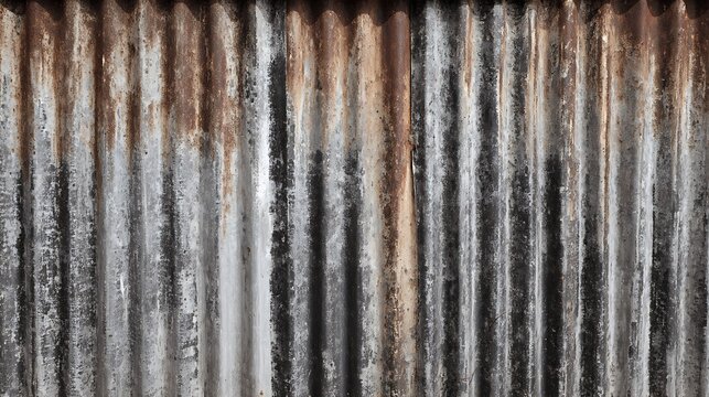 Weathered corrugated metal texture with rustic rust and distressed patina provides a vintage industrial backdrop. - Powered by Adobe