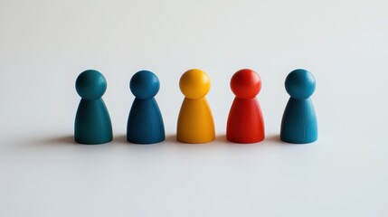 Colorful Wooden Figures on a Simple Background Representing Diversity