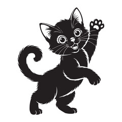 Cute Black Kitten Silhouette Vector Illustration
