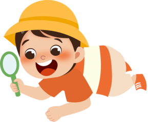 Kid with magnifying glass