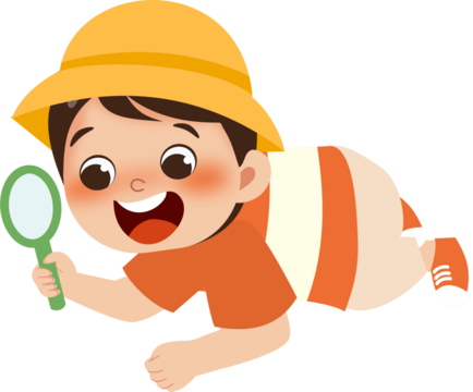 Kid with magnifying glass