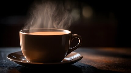 Fototapeta premium A steaming cup of coffee.