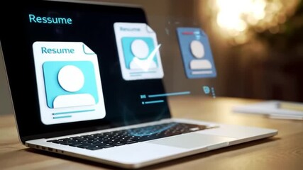 Digital Resume Management and Online Job Application Process on Laptop Screen