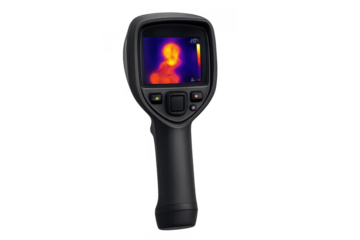 Thermal camera detecting heat signature on transparent background