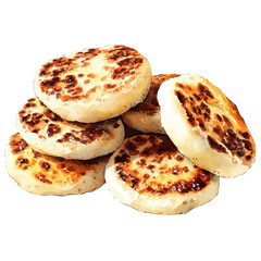 Arepas, watercolor painting, vector illustration, isolated on a white background.