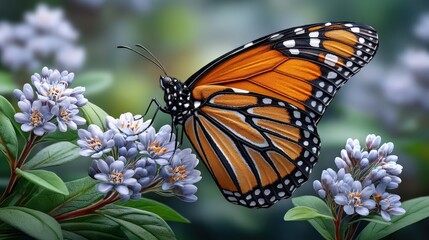 Obraz premium Colorful butterfly perched on flowers in a vibrant garden setting.