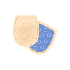 Flat vector illustration of orthopedic heel insert shown in front and back views. Medical concept, podiatry, footwear accessories, foot care products, and orthopedic solutions.