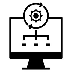 Concept of efficient process, integration, productivity icon