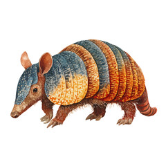 Armadillo, watercolor painting, vector illustration, isolated on a white background.
