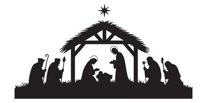 christmas nativity scene silhouttes