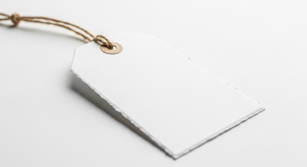 Fototapeta premium Handmade gift tag solid white background, DIY craft