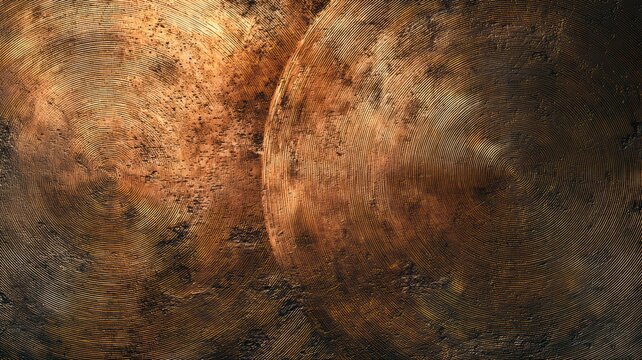 Two Aged Copper Circles Texture Detail Abstract Art - Powered by Adobe