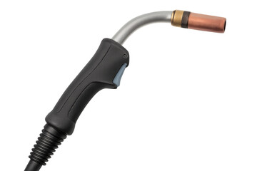 Mig welding gun on transparent background, showing welding equipment for metalworking