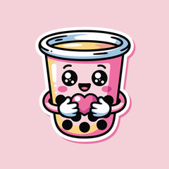 Cute Boba Tea with Smile
