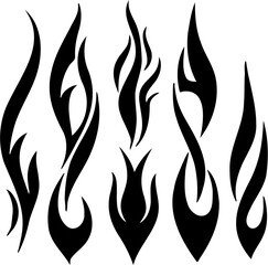 vector flame set illustration, isolated on white