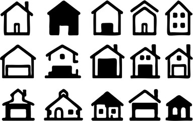 Minimalist House Illustration Set – Modern Vector Design for Architecture & Home Decor Projects