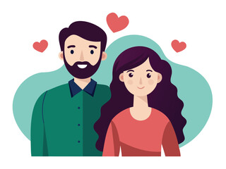 A flat Valentine's day illustration of a couple in love