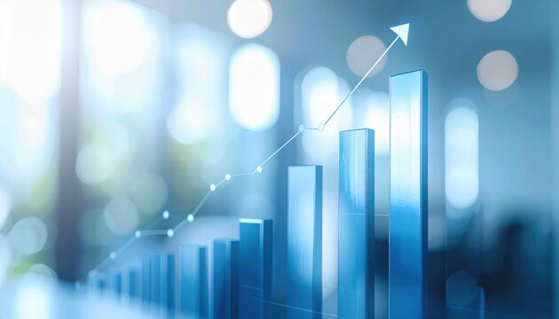 Abstract image of a bar graph with an upward trendline, symbolizing growth and success in a business context.