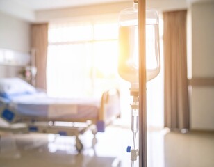 Hospital room interior with iv drip