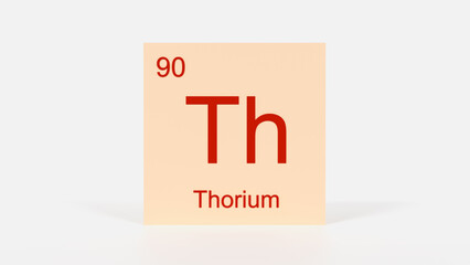 Thorium Element 3D Render - Periodic Table Box with Atomic Number 90, Scientific Education, Chemistry Classroom, Modern Science Poster, and Laboratory Wall Art