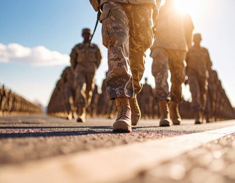 Soldiers marching in formation
