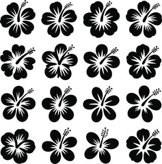 Hibiscus Icon Silhouette, Tropical Flower Silhouette, Hibiscus Vector Design, Floral Icon Clipart, Exotic Flower Outline