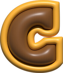 3d rendered illustration of a character, Cartoon Style Inflated Letter C Sign Symbol Graphic Element